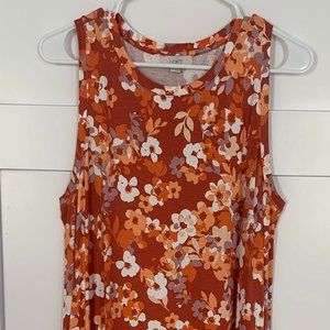 NWT Loft Orange Floral Swing Tank dress - L